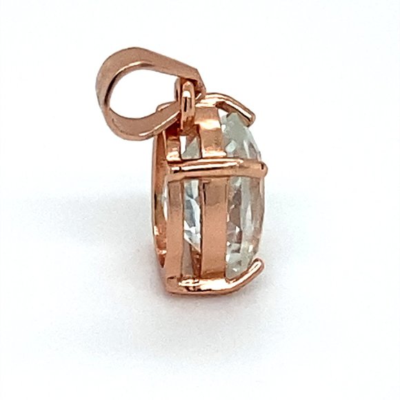 Aquamarine 1.30ct Rose Gold Finish Silver Pendant - Picture 4 of 7